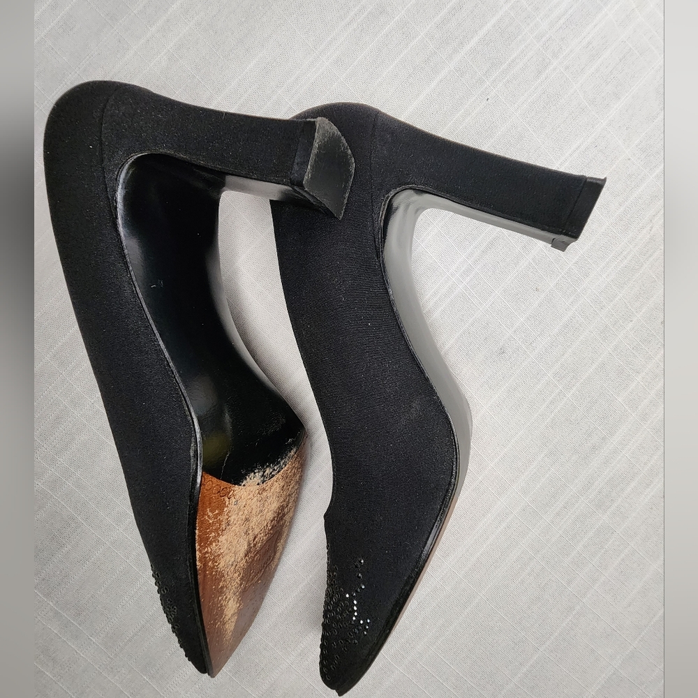 Stuart Weitzman Black Satin Crystal Pump Size 6 - Picture 8 of 9